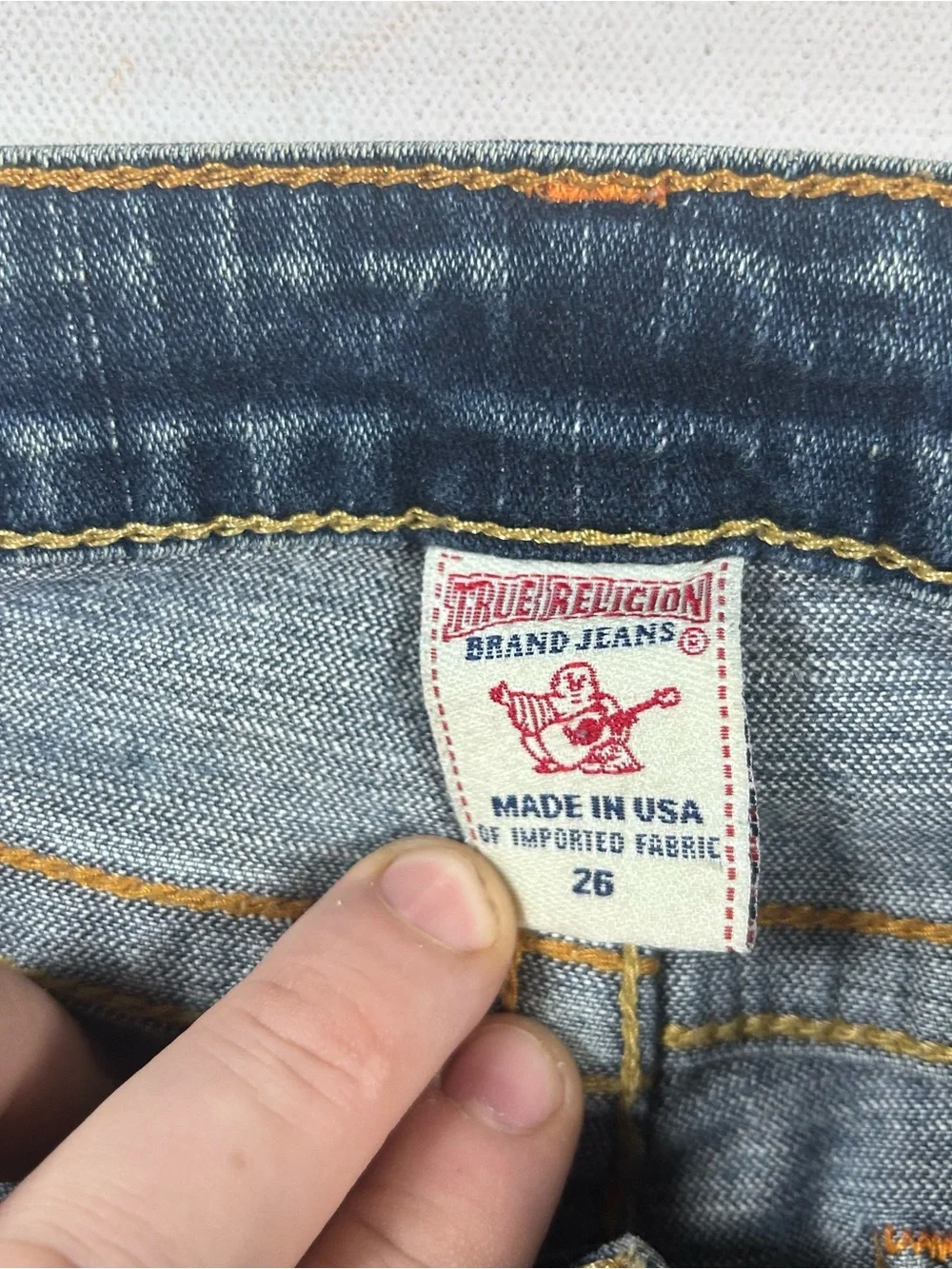 True Religion Women’s Made in USA Distressed Denim Shorts fits: 28 Stella Cut Of